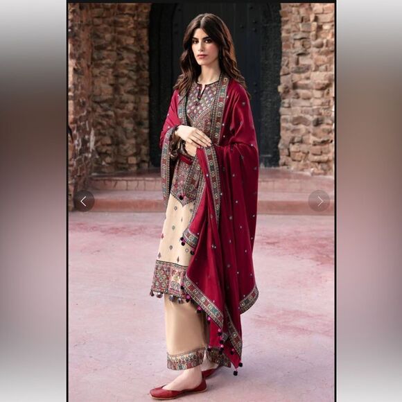 JAZMIN PAKISTANI DESIGNER EMBROIDERED SLUB KHADDAR - Picture 4 of 16
